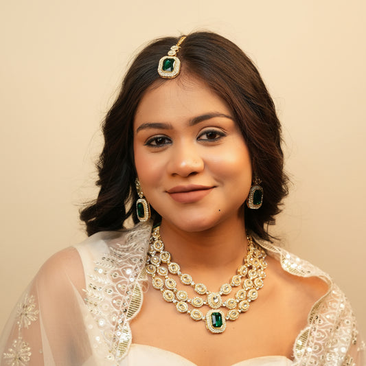 Riya Layered Necklace (Green)