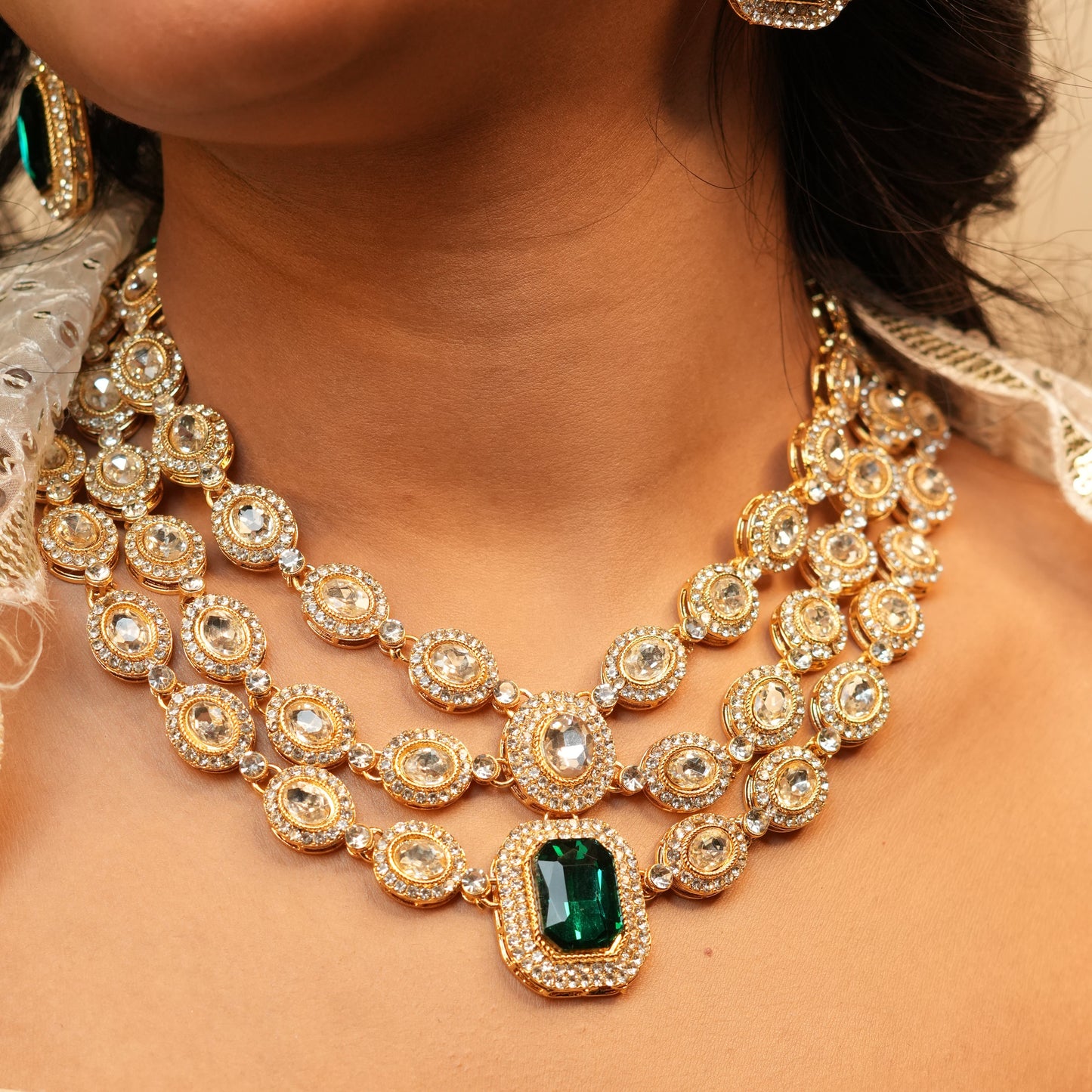 Riya Layered Necklace (Green)