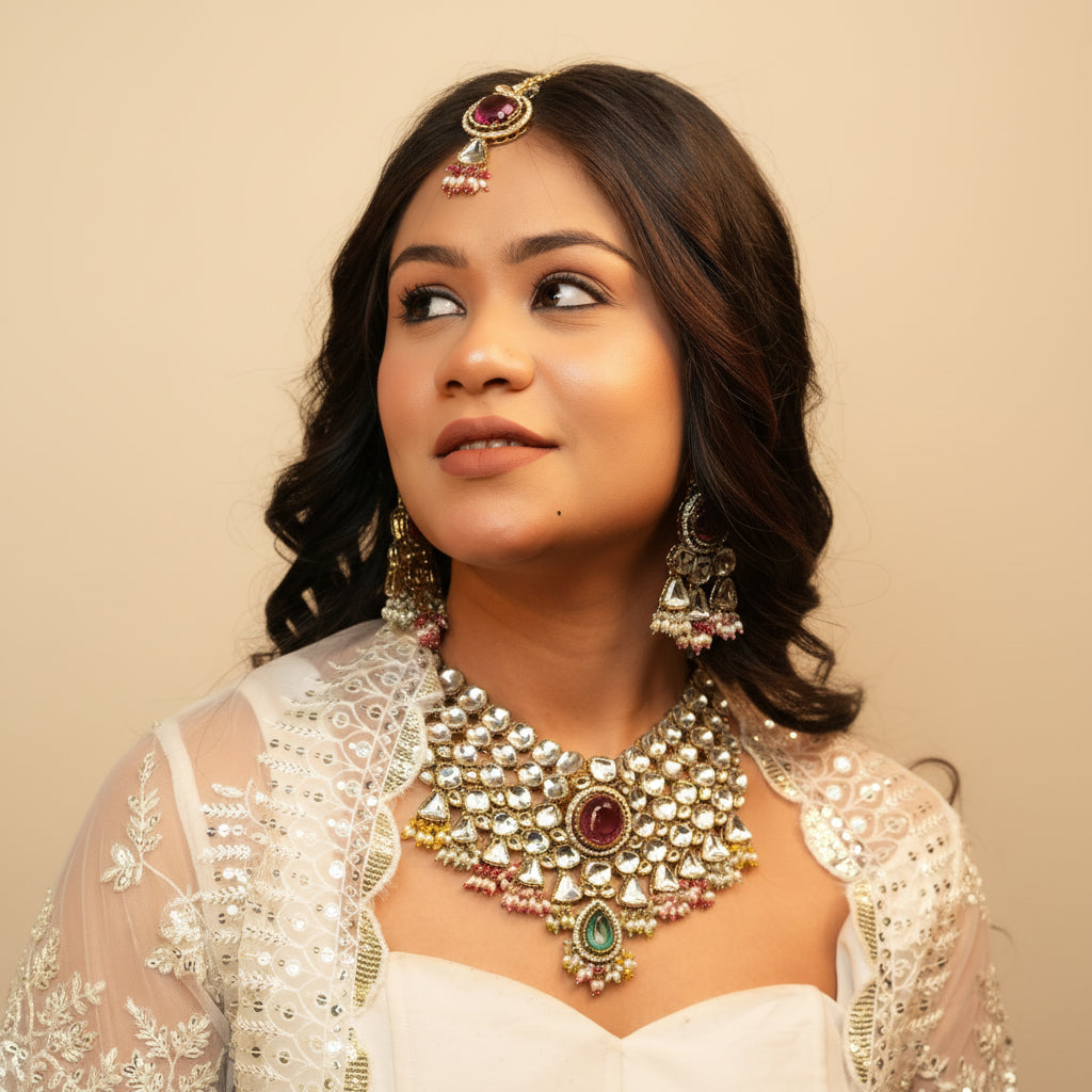 Amarya Bridal Necklace (Purple-Green)