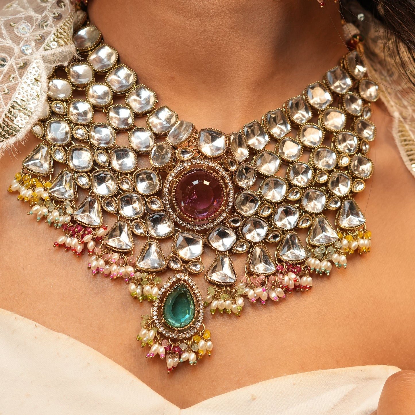 Amarya Bridal Necklace (Purple-Green)