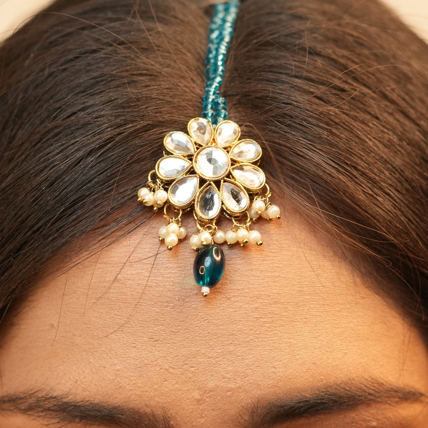 Sima Necklace with Maang-tikka (Blue)