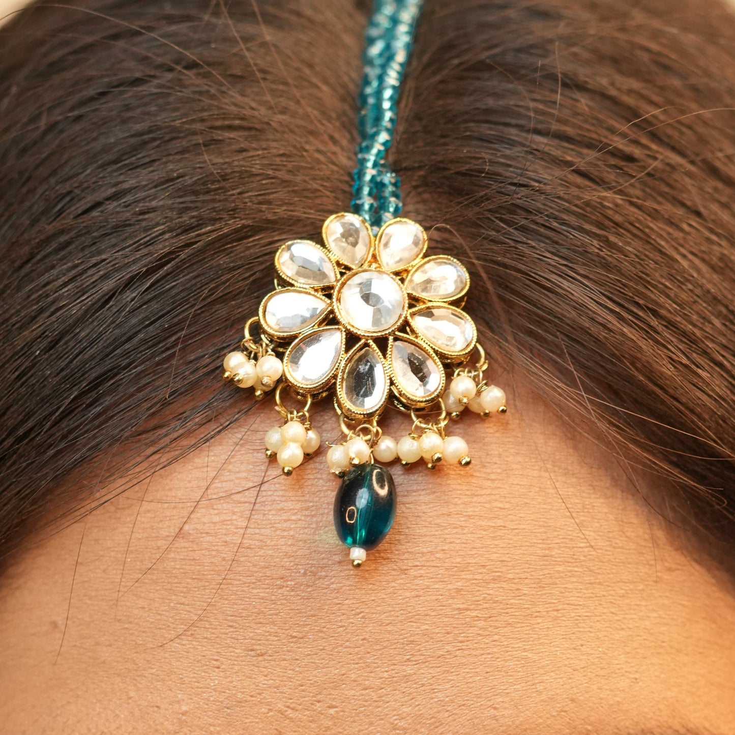 Sima Necklace with Maang-tikka (Green)