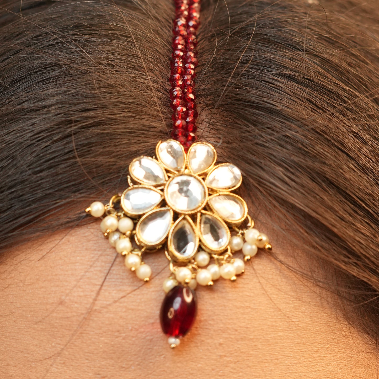 Sima Necklace with Maang-tikka (Wine)