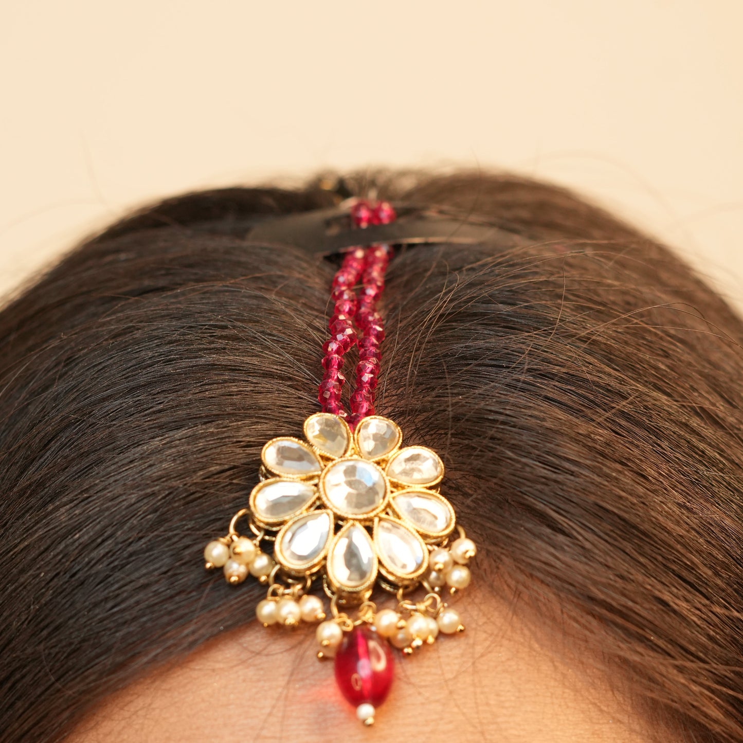 Sima Necklace with Maang-tikka (Rani-Pink)