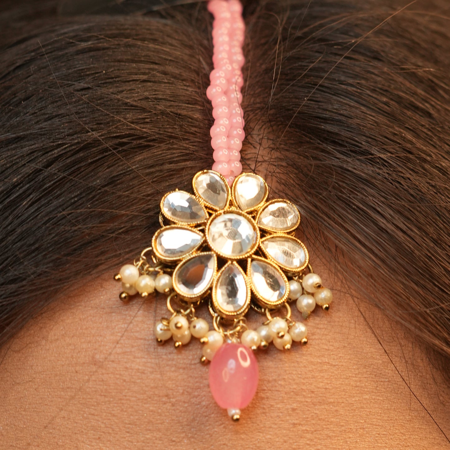 Sima Necklace with Maang-tikka (Pink)