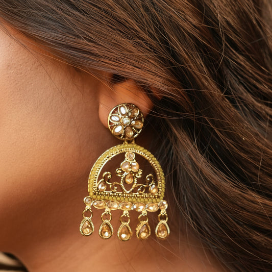 Mahi Kundan Earrings (Yellow)