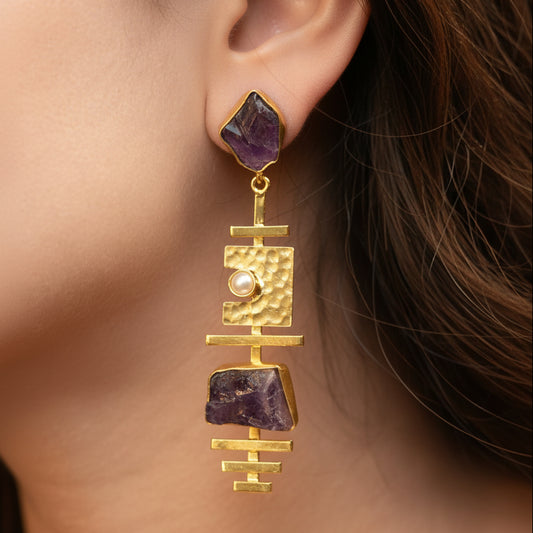 Rock Bar Hasli Earrings (Purple)