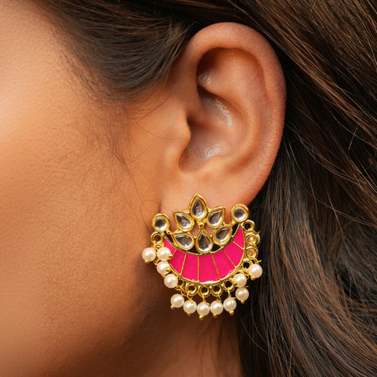 Chaand Earrings (Pink)