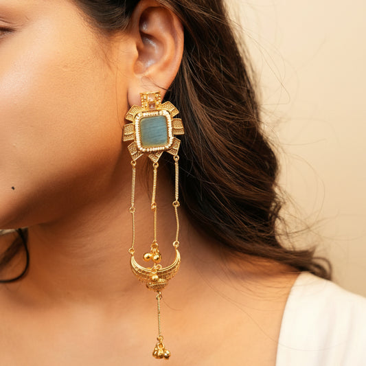 Zehra Kashmiri Earrings (Sea blue)