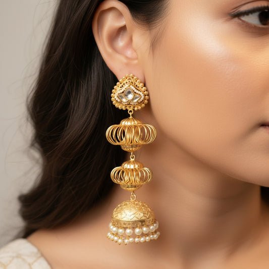 Shehzadi Kashmiri Earrings (White)