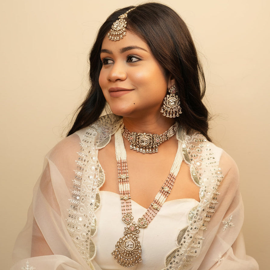 Meera Layered Necklace (Pink)