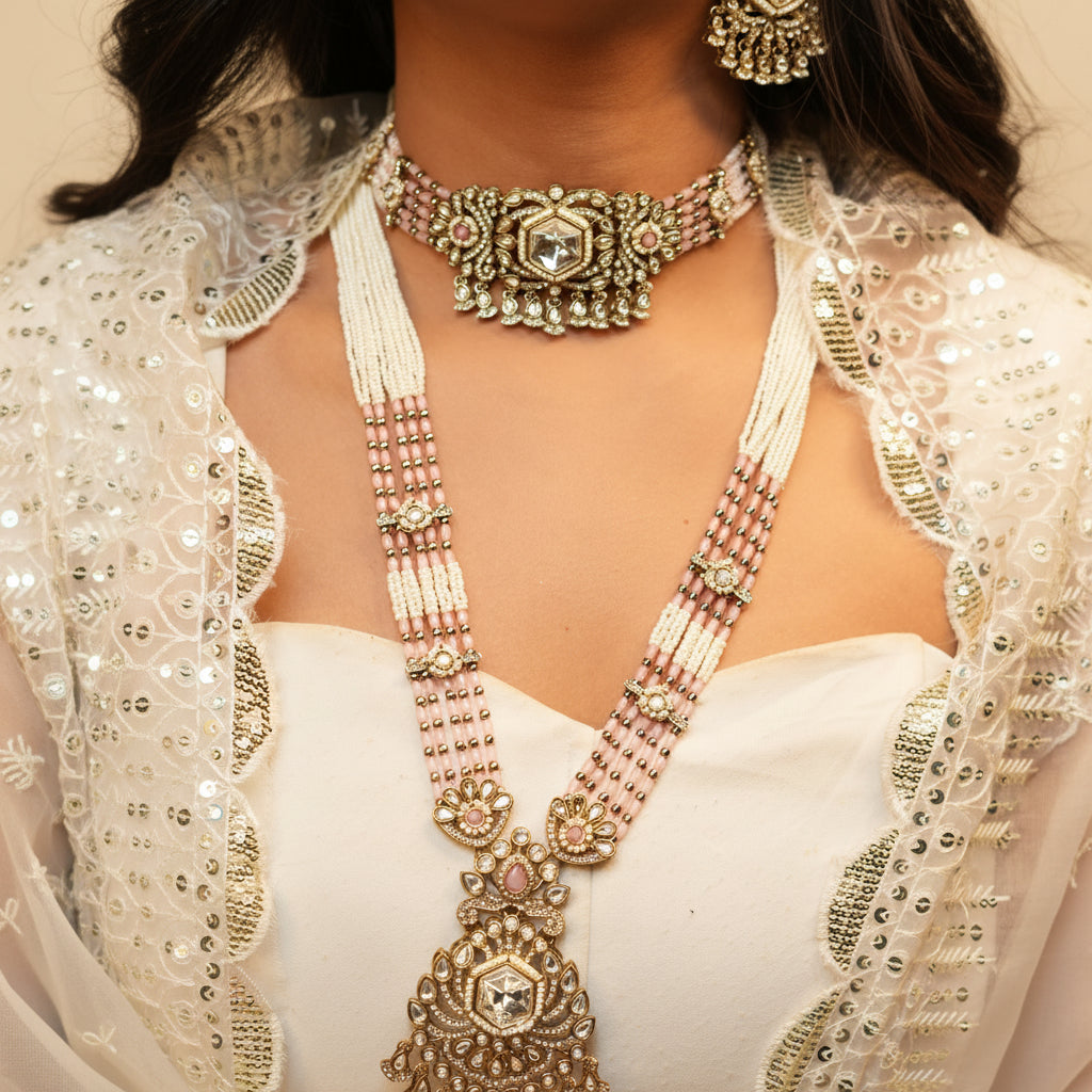 Meera Layered Necklace (Pink)