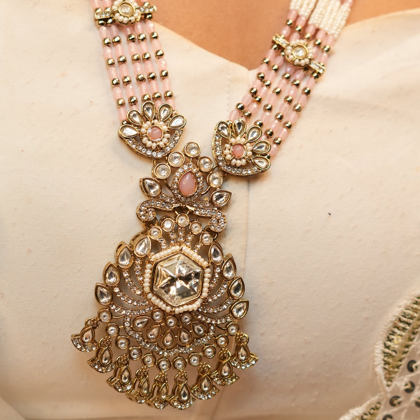 Meera Layered Necklace (Pink)