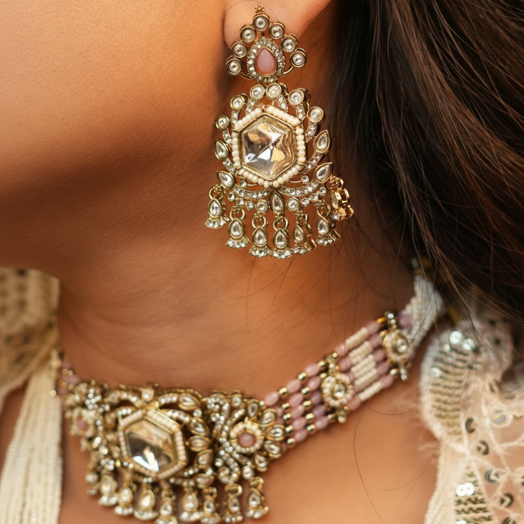 Meera Layered Necklace (Pink)