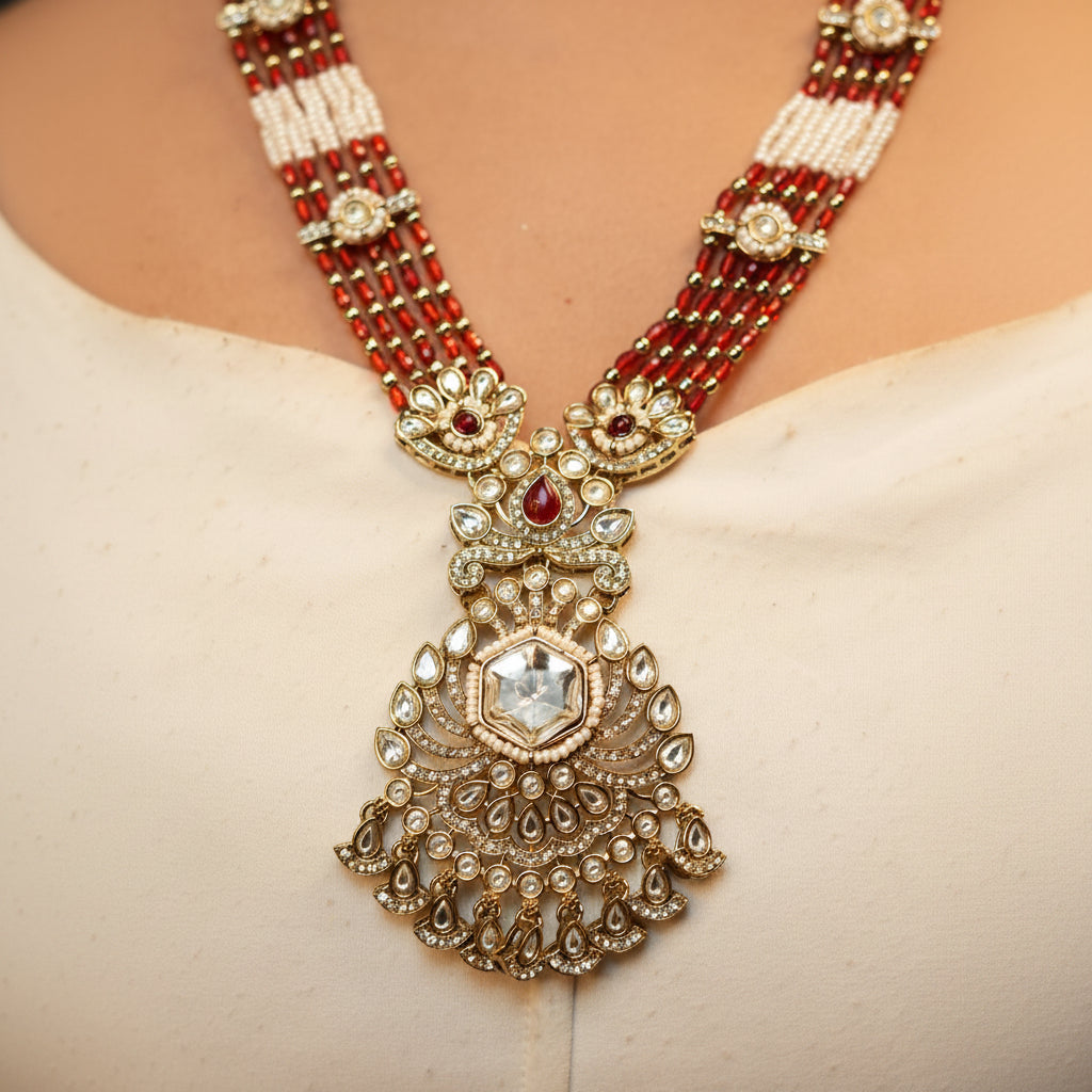 Meera Layered Necklace (Red)