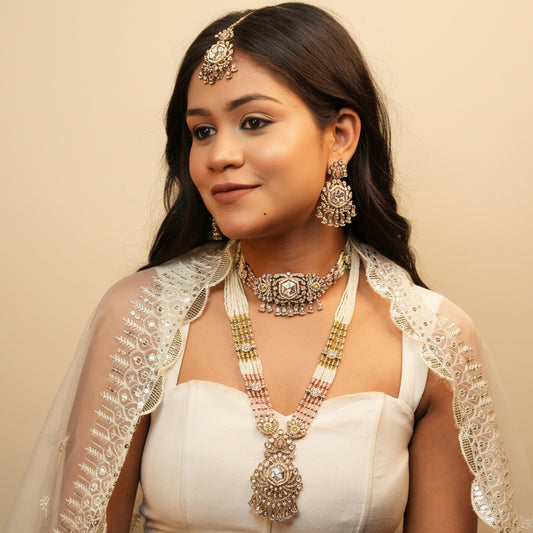 Meera Layered Necklace (Light Green-Light Pink)