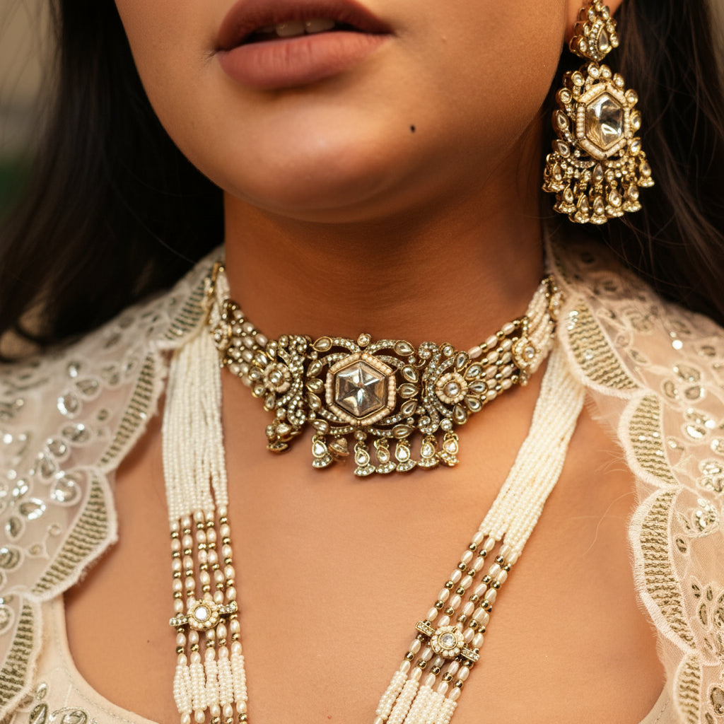 Meera Layered Necklace (Light Pink)