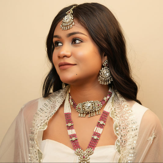 Meera Layered Necklace (Pink)