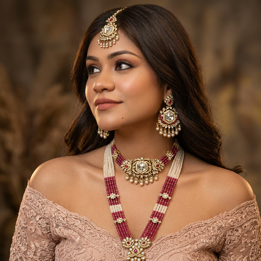 Meera Layered Necklace (Pink)
