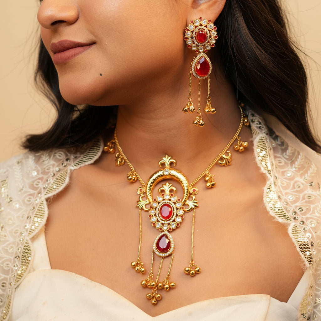 Ziva Kashmiri Necklace (Red)
