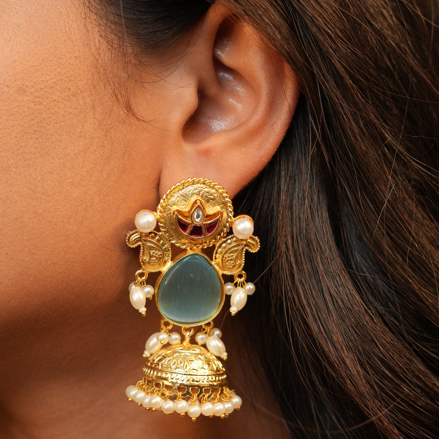 Heer Kashmiri Earrings (Blue)
