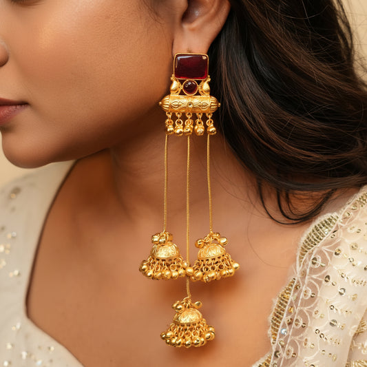 Roohi Kashmiri Earrings (Wine)