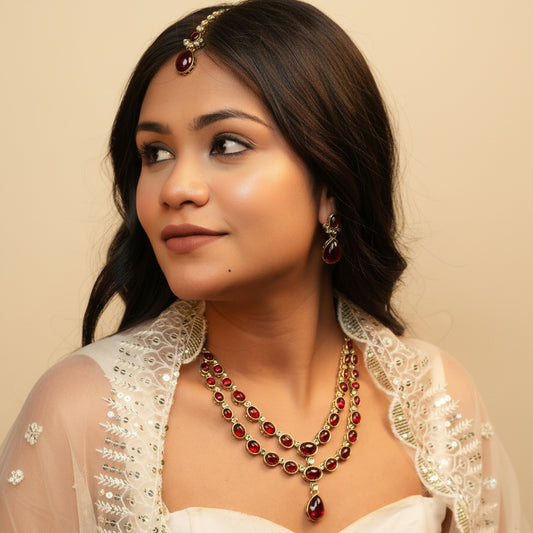 Nehal Layered Necklace (Wine)