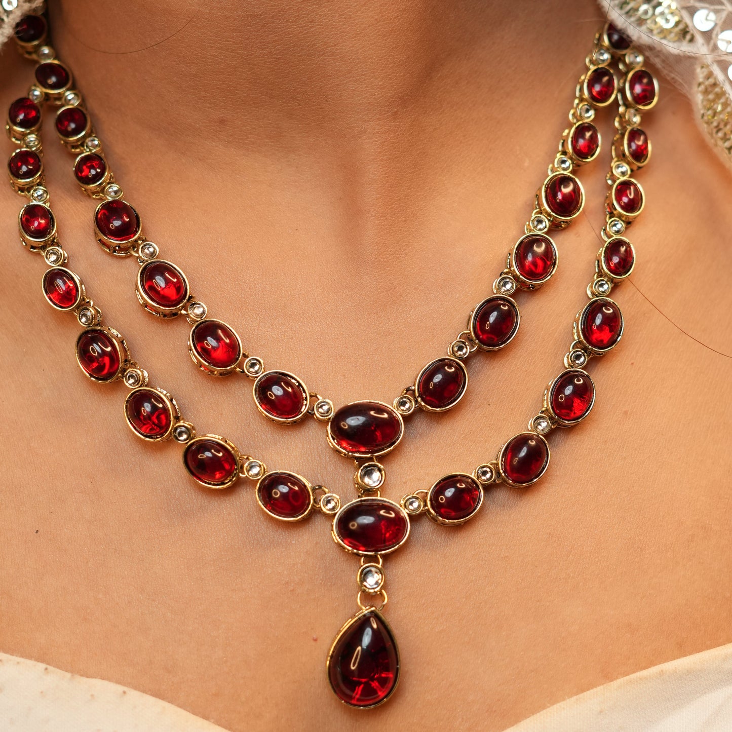 Nehal Layered Necklace (Wine)