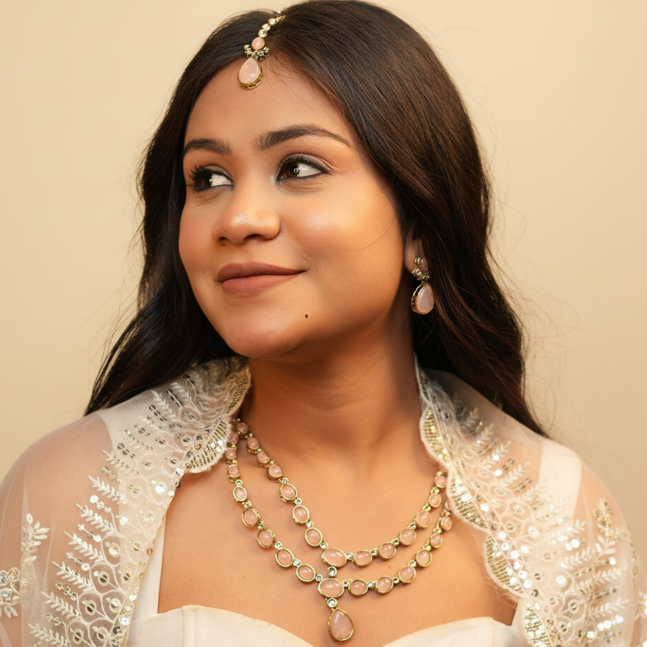 Nehal Layered Necklace (Pink)