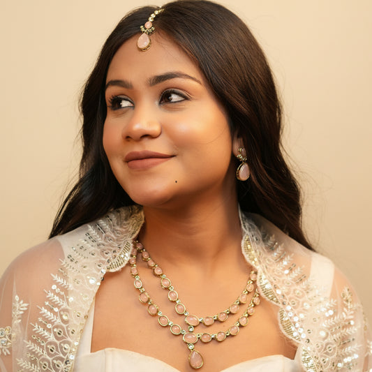 Nehal Layered Necklace (Pink)