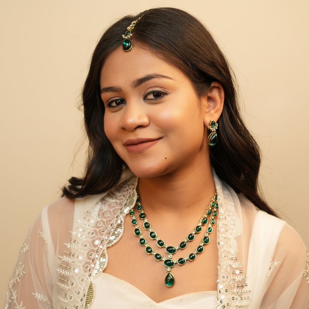 Nehal Layered Necklace (Green)
