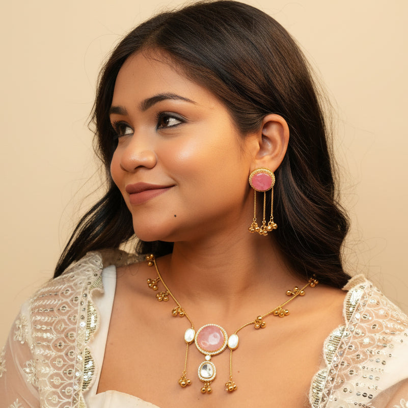 Noor Kashmiri Necklace (Pink)