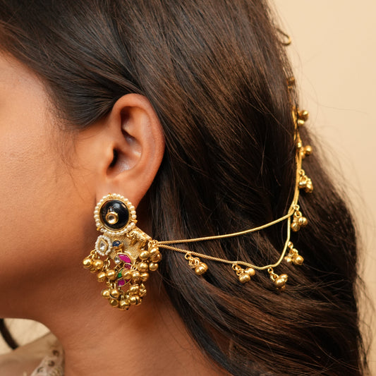 Sita Chain Kashmiri Earrings (Blue)