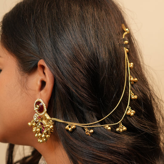 Sita Chain Kashmiri Earrings (Wine)