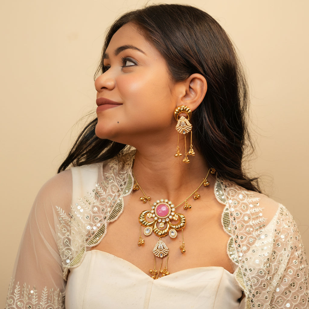 Sufi Kashmiri Necklace (Pink)