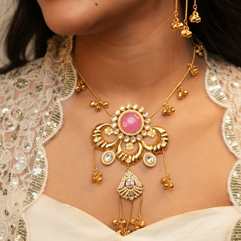 Sufi Kashmiri Necklace (Pink)