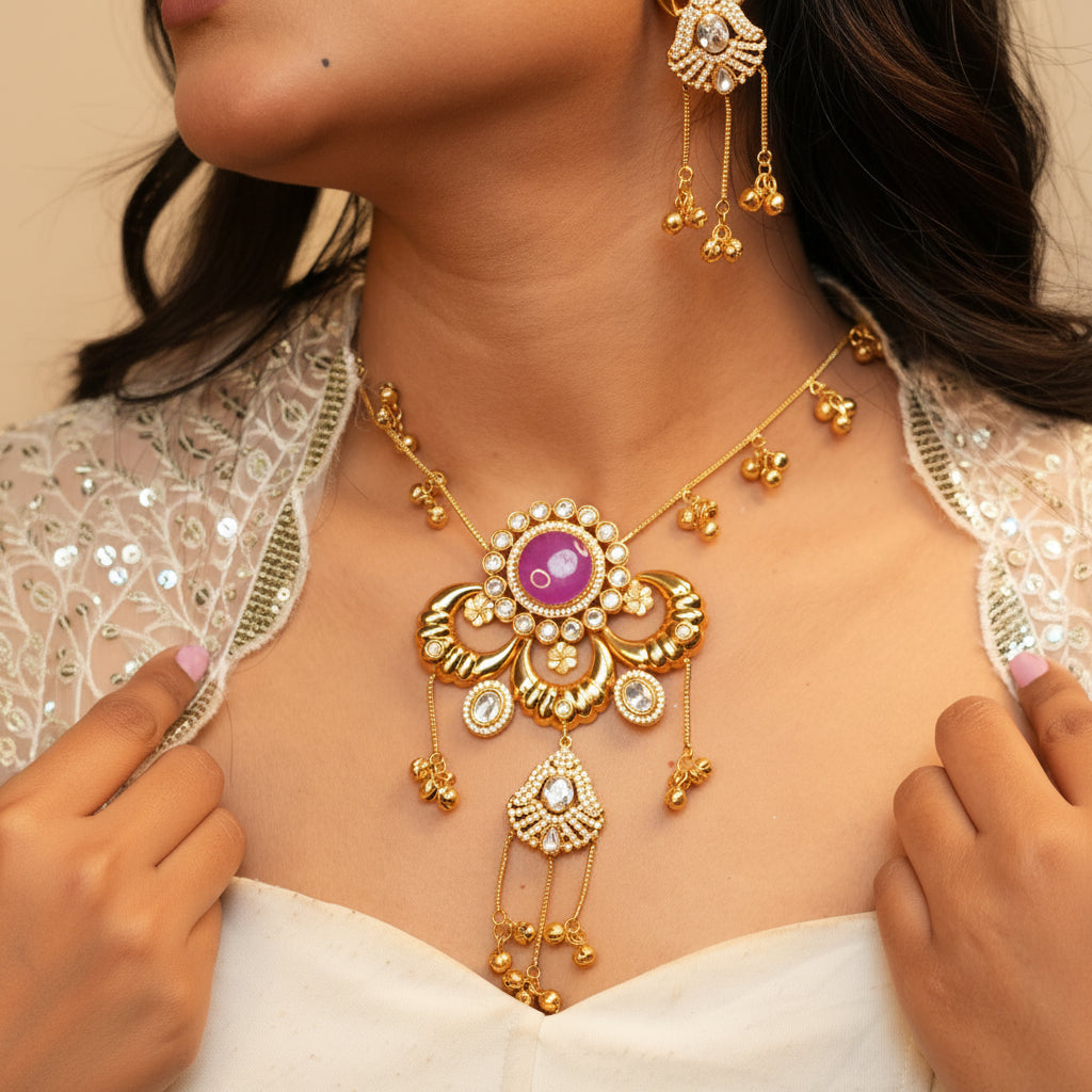 Sufi Kashmiri Necklace (Purple)