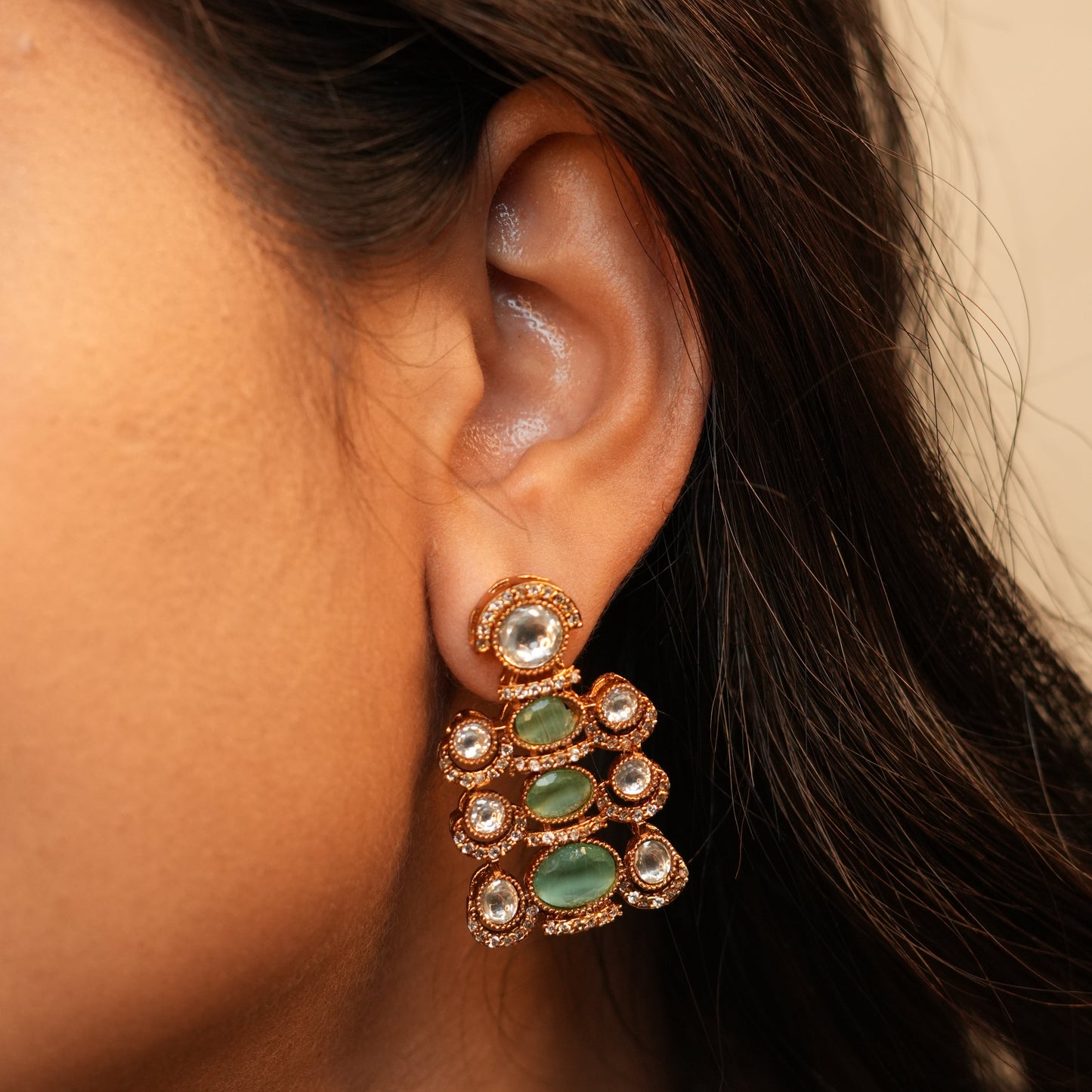 Noorvi AD Necklace (Mint Green)