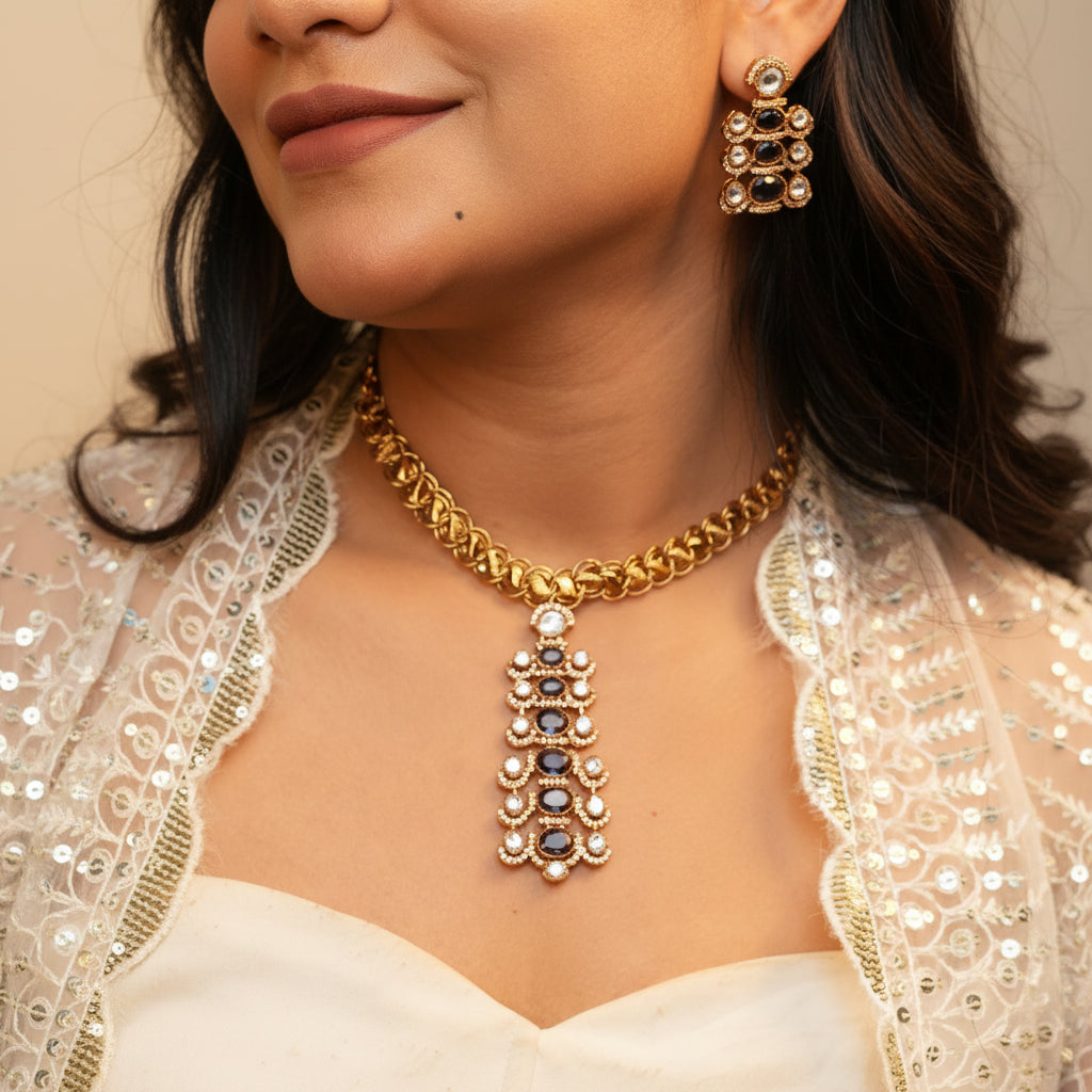 Noorvi AD Necklace (Purple)