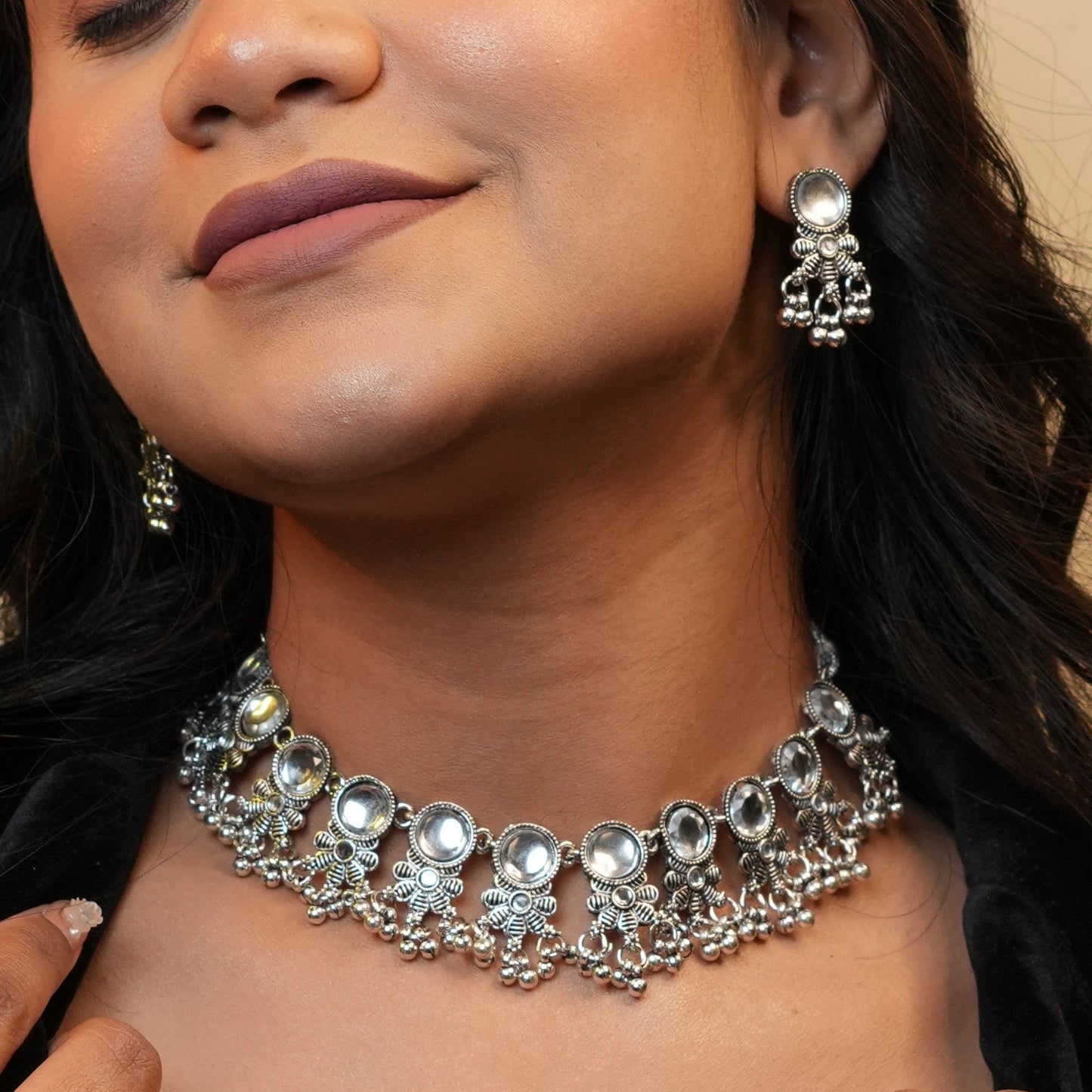 Tanisha Oxidize Necklace  with Maang tikka