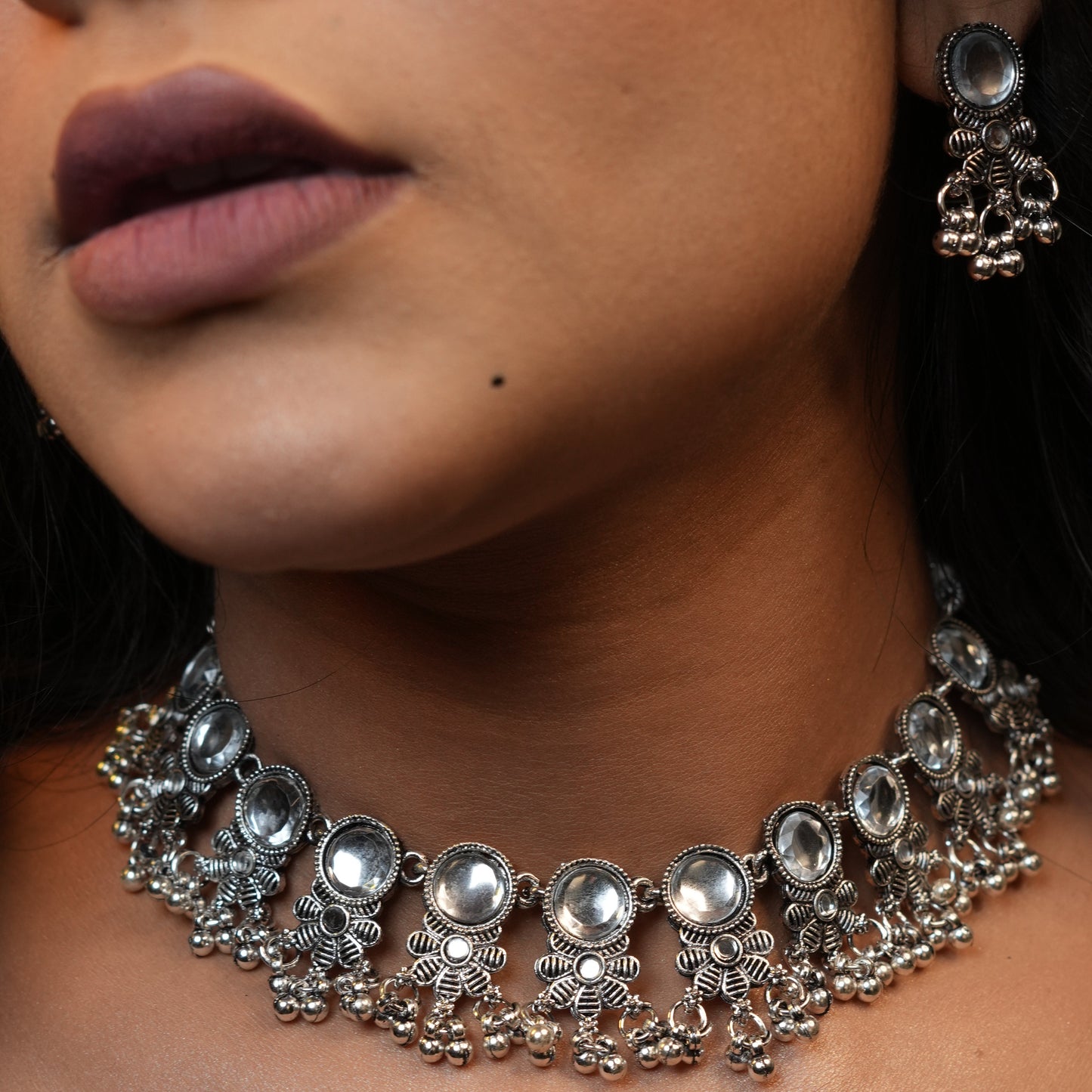 Tanisha Oxidize Necklace  with Maang tikka