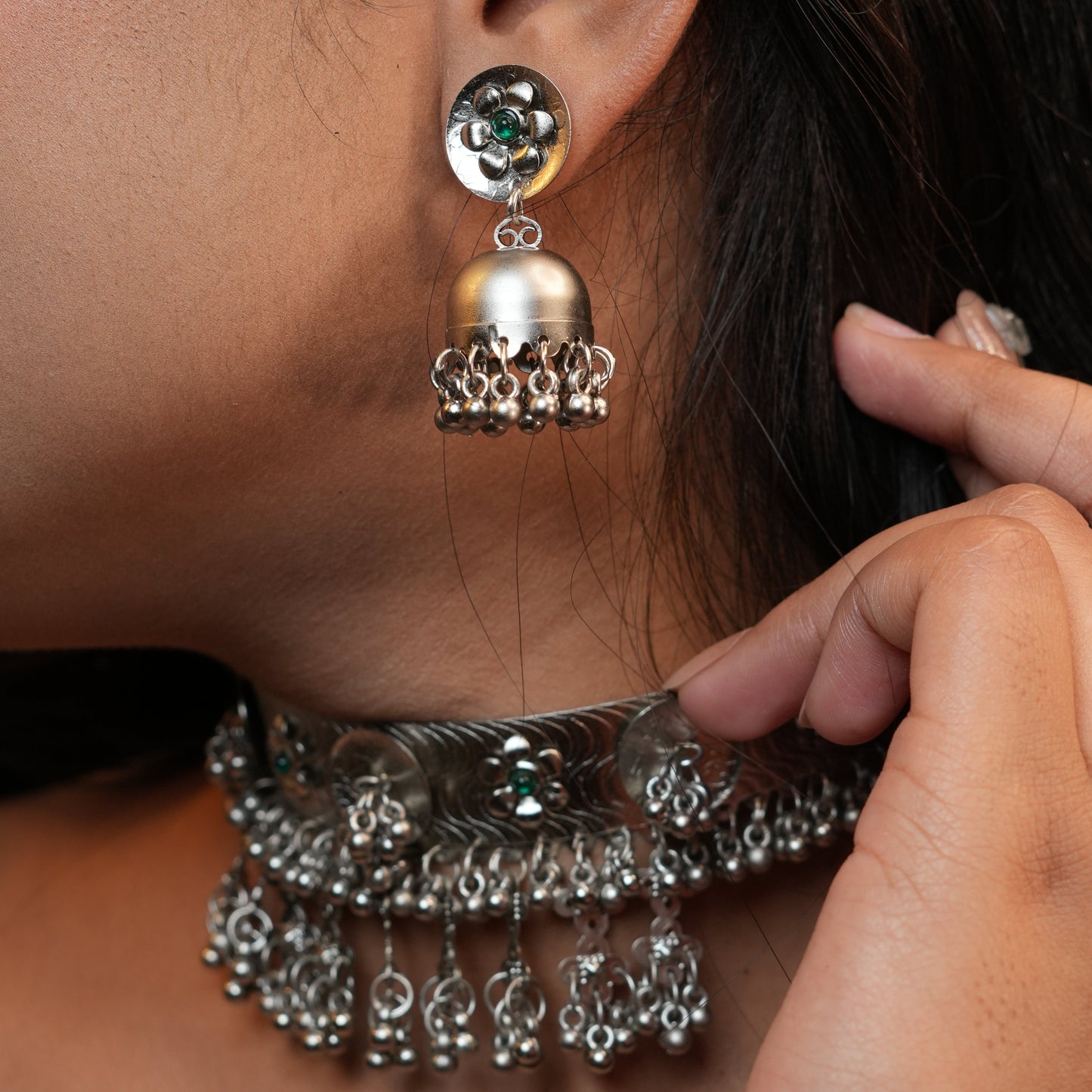 Riya Oxidize Necklace (Green)