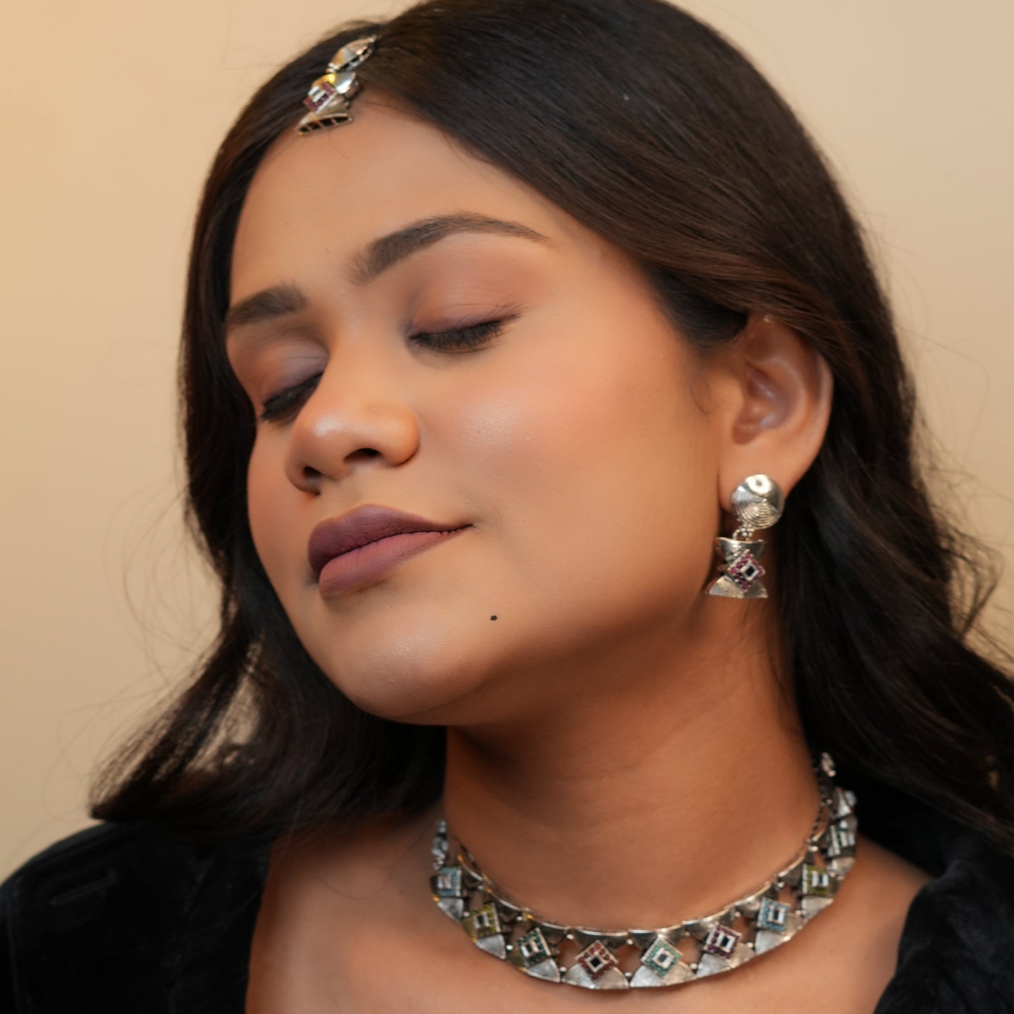 Ada Oxidize Necklace with Maang Tikka