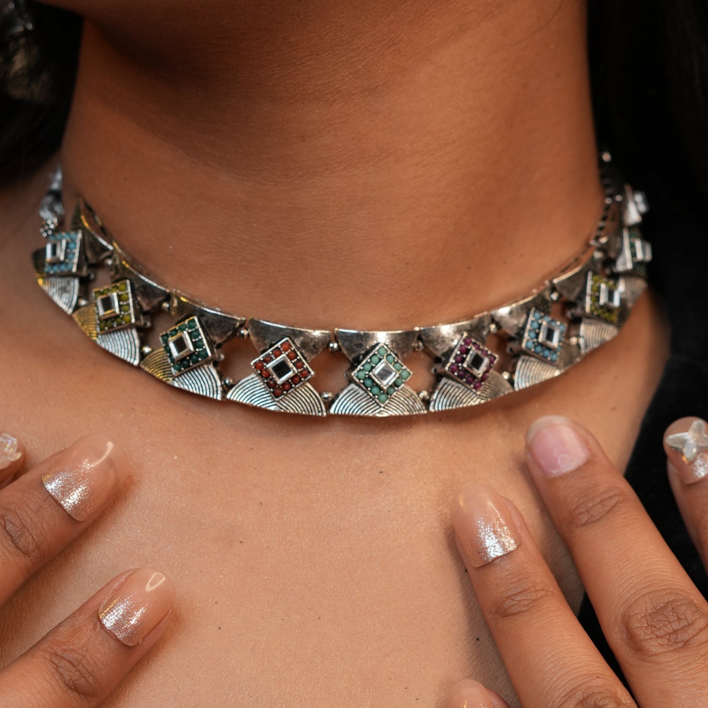 Ada Oxidize Necklace with Maang Tikka