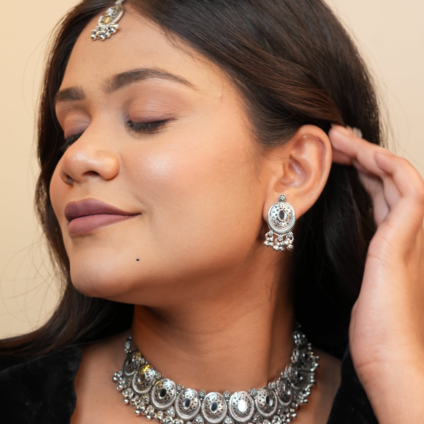 Nandani Oxidize Necklace with Maang tikka