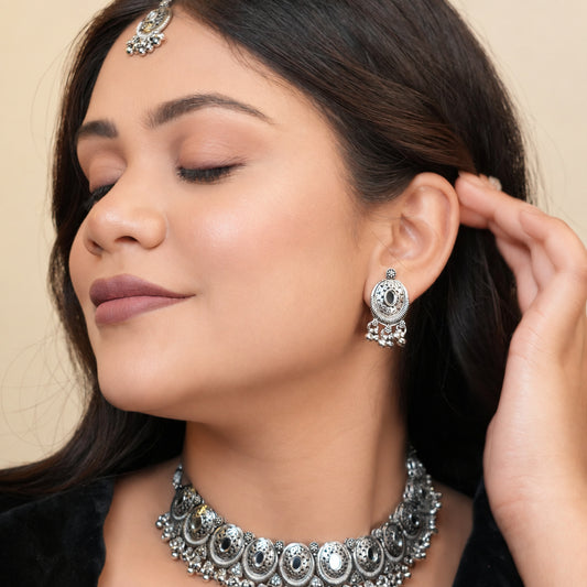 Nandani Oxidize Necklace with Maang tikka