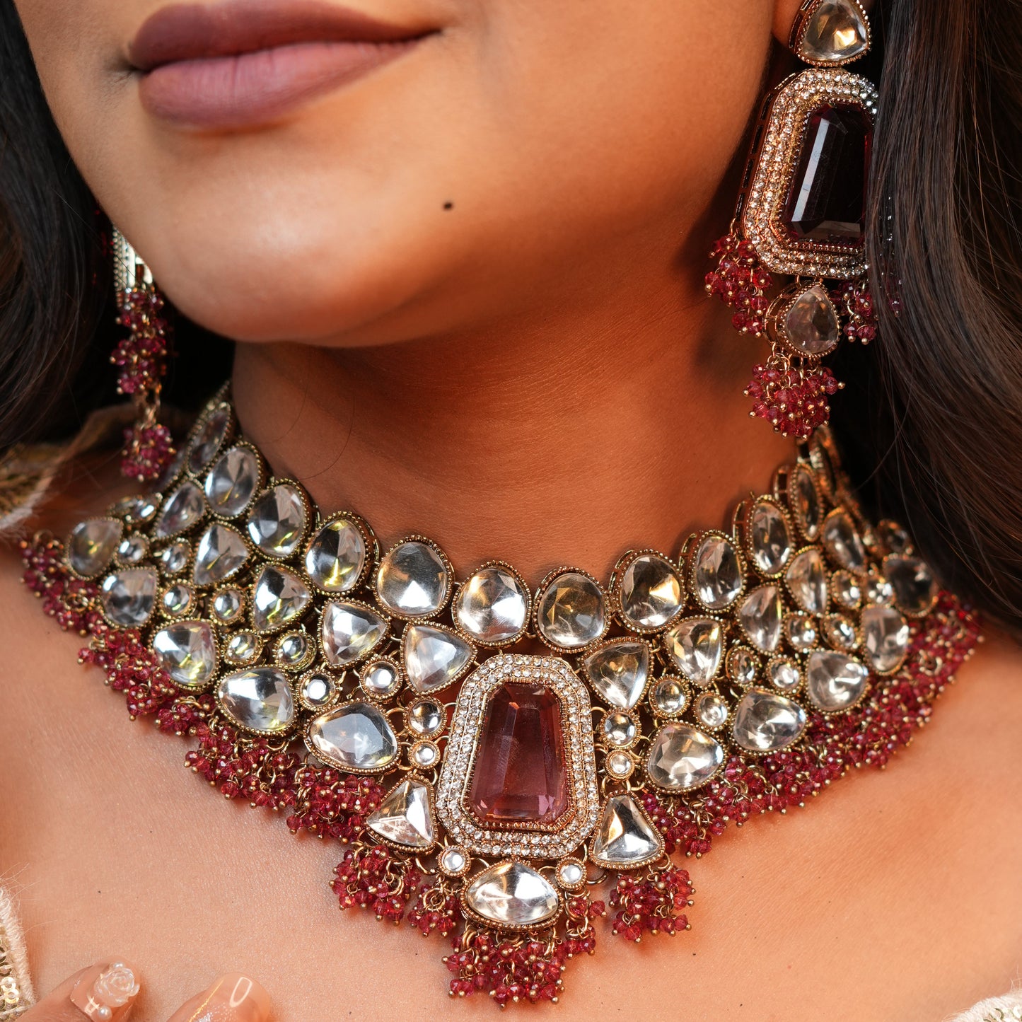 Arya Bridal Necklace (Pink)