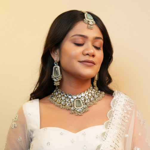 Arya Bridal Necklace (Light-Green)
