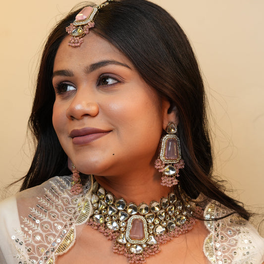 Arya Bridal Necklace (Light-Pink)