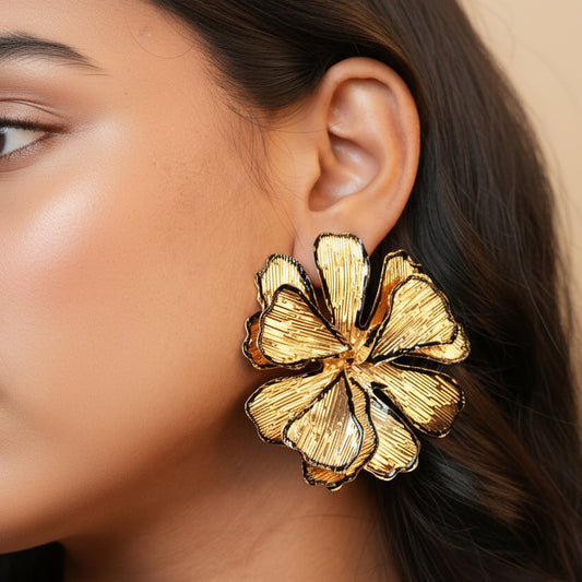 Gold Petals korean Earrings